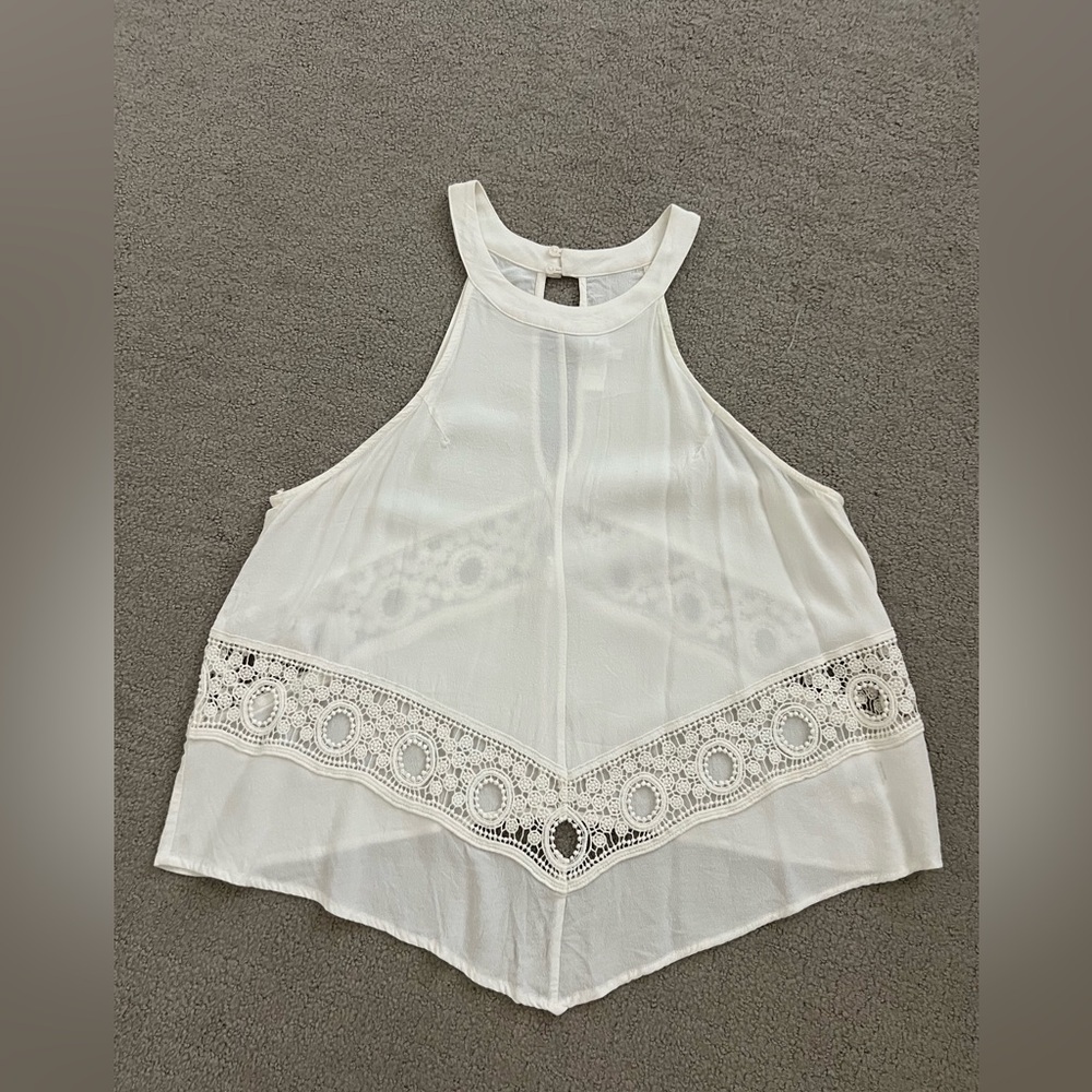 ASTR White Lace Detail Tank Top